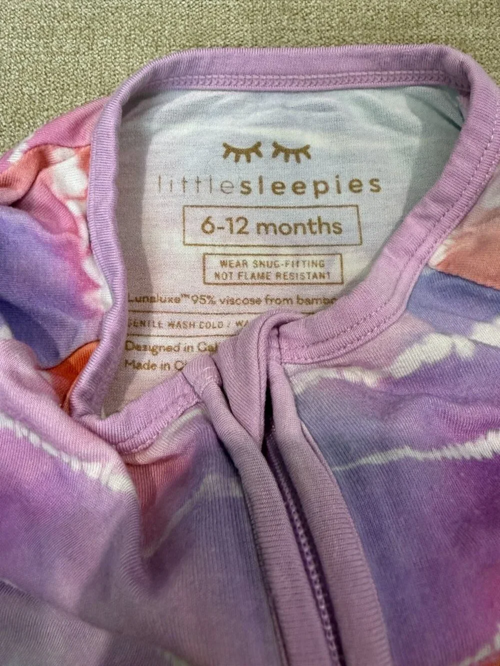 Little Sleepies Pastel Tie Dye Dreams Shorty Zippy 6-12 Months